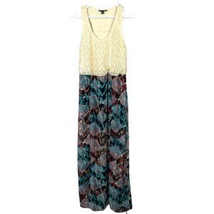 CITY TRIANGLES Womens M Knit Lace Raceback Long Maxi Multicolor Print Dress